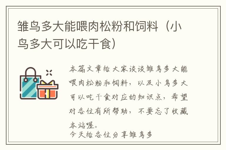 雛鳥多大能喂肉松粉和飼料(小鳥多大可以吃干食)