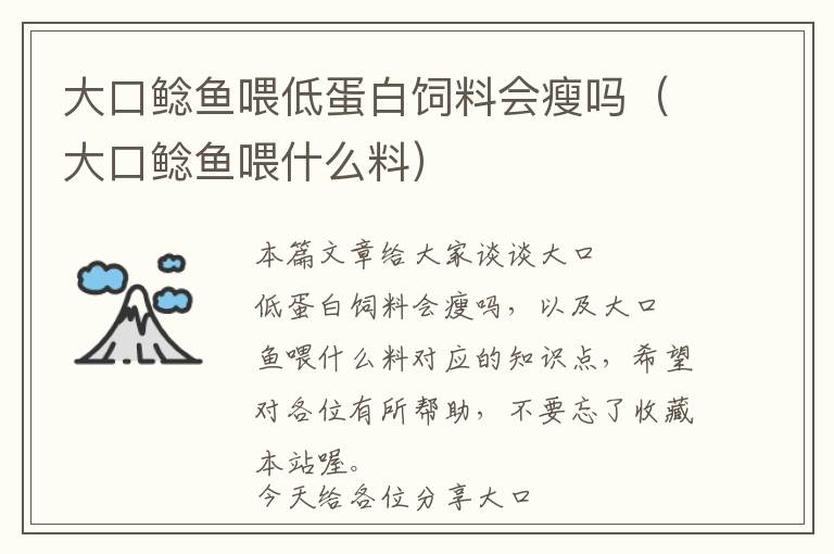 大口鯰魚喂低蛋白飼料會(huì)瘦嗎(大口鯰魚喂什么料)
