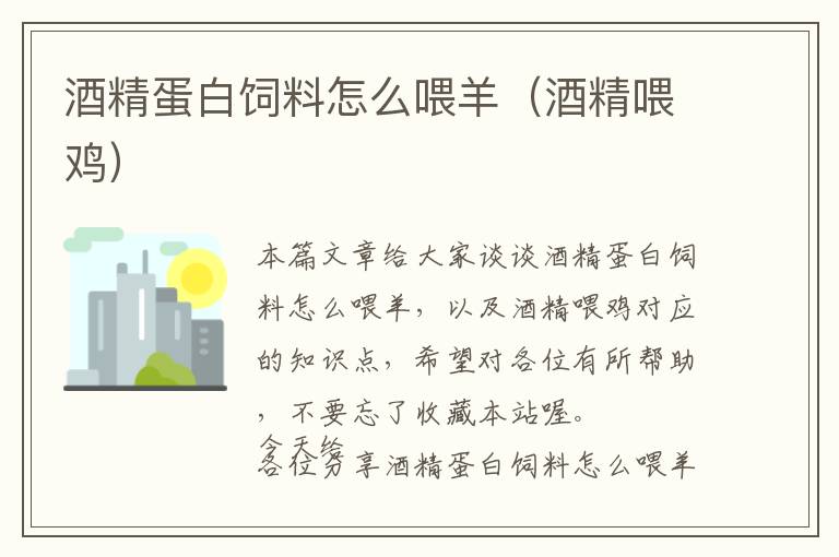酒精蛋白飼料怎么喂羊(酒精喂雞)