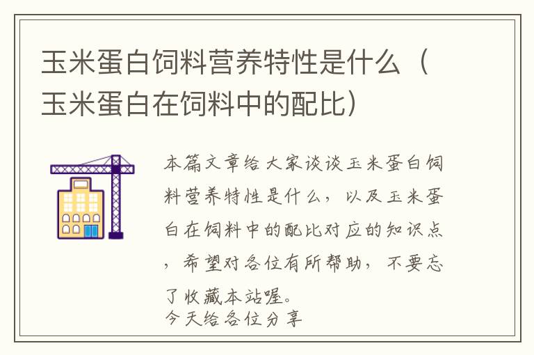 玉米蛋白飼料營養(yǎng)特性是什么（玉米蛋白在飼料中的配比）