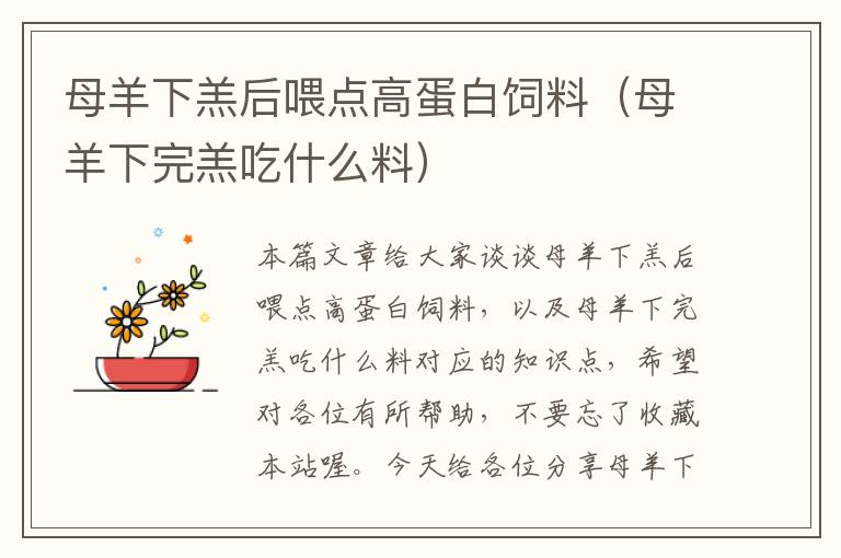 母羊下羔后喂點高蛋白飼料(母羊下完羔吃什么料)