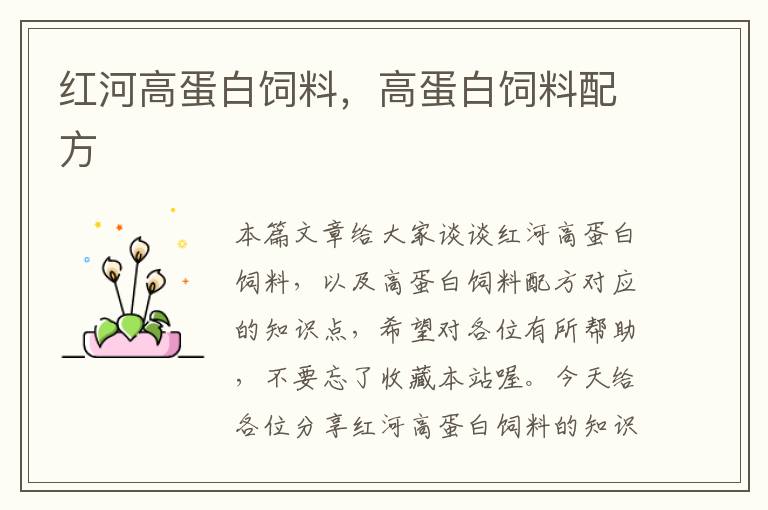 紅河高蛋白飼料,高蛋白飼料配方