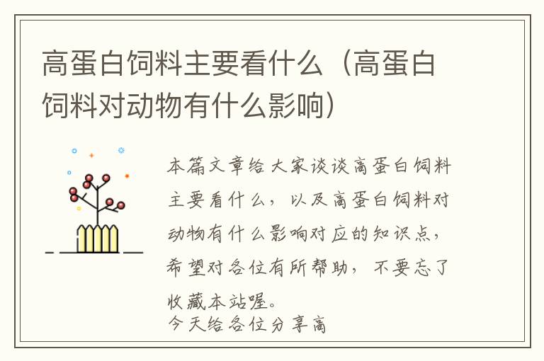 高蛋白飼料主要看什么（高蛋白飼料對動物有什么影響）