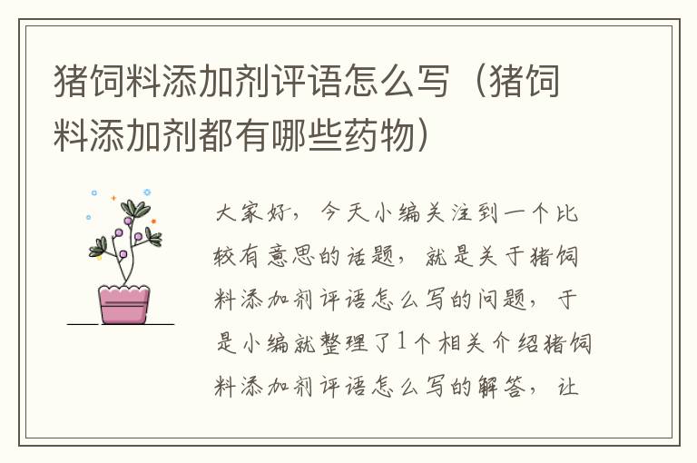 豬飼料添加劑評語怎么寫(豬飼料添加劑都有哪些藥物)